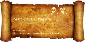 Petrovitz Menta névjegykártya